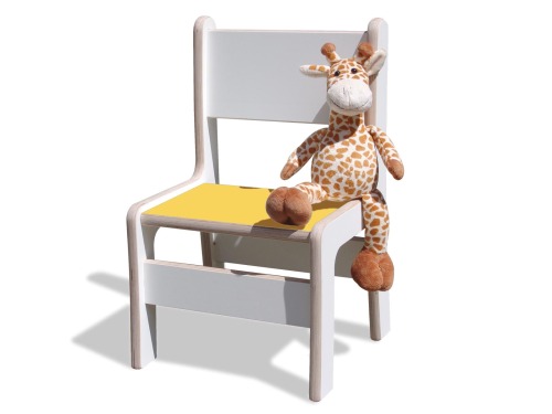 Kinderstuhl - Weiß mit bunter Sitzfläche